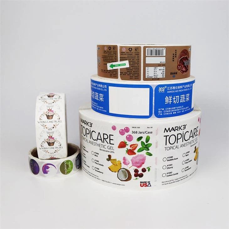 Veleprodaja okrugle rolne PET etikete prilagođene vodootporne samoljepljive višeslojne naljepnice